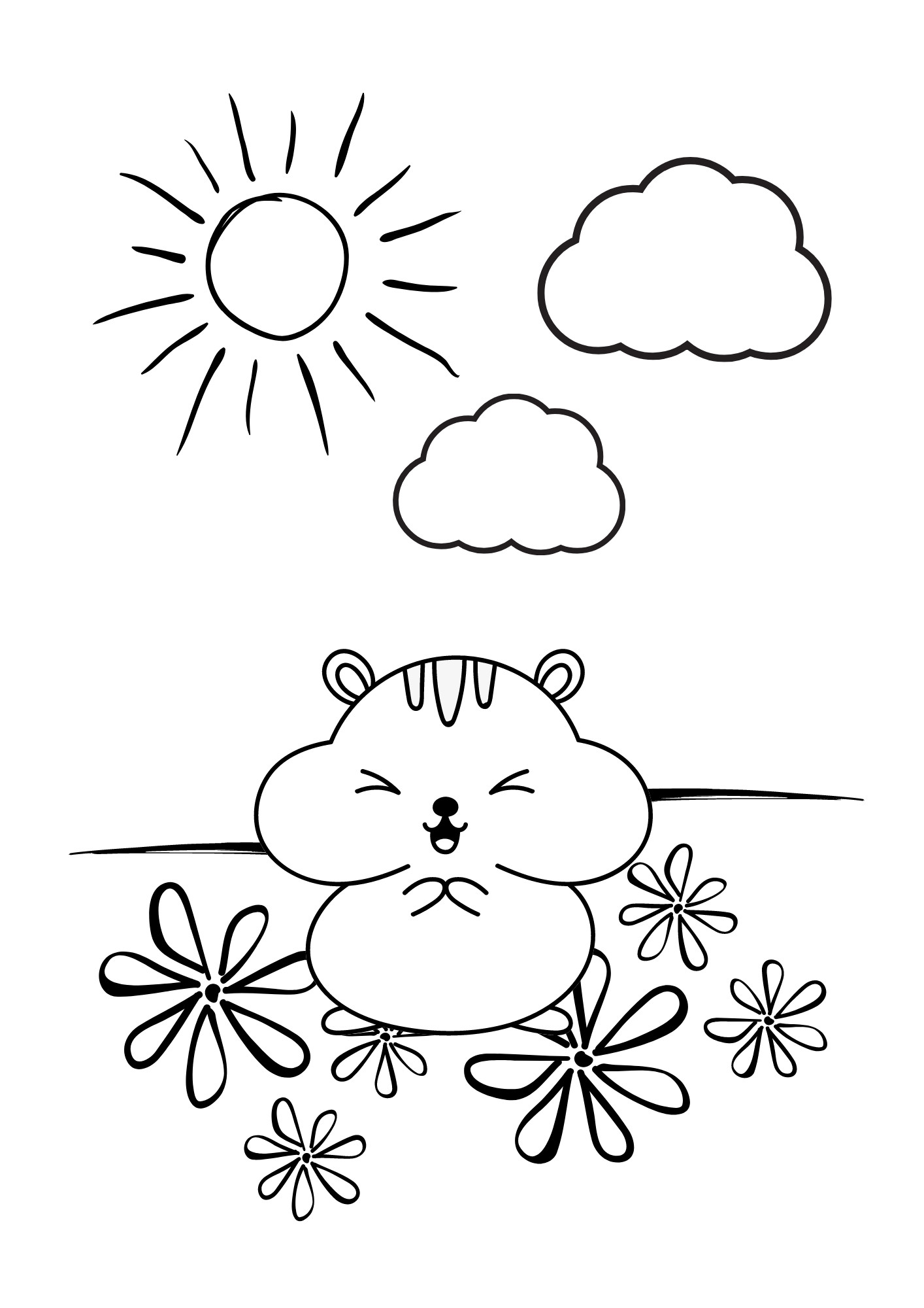hamster in the nature coloring page