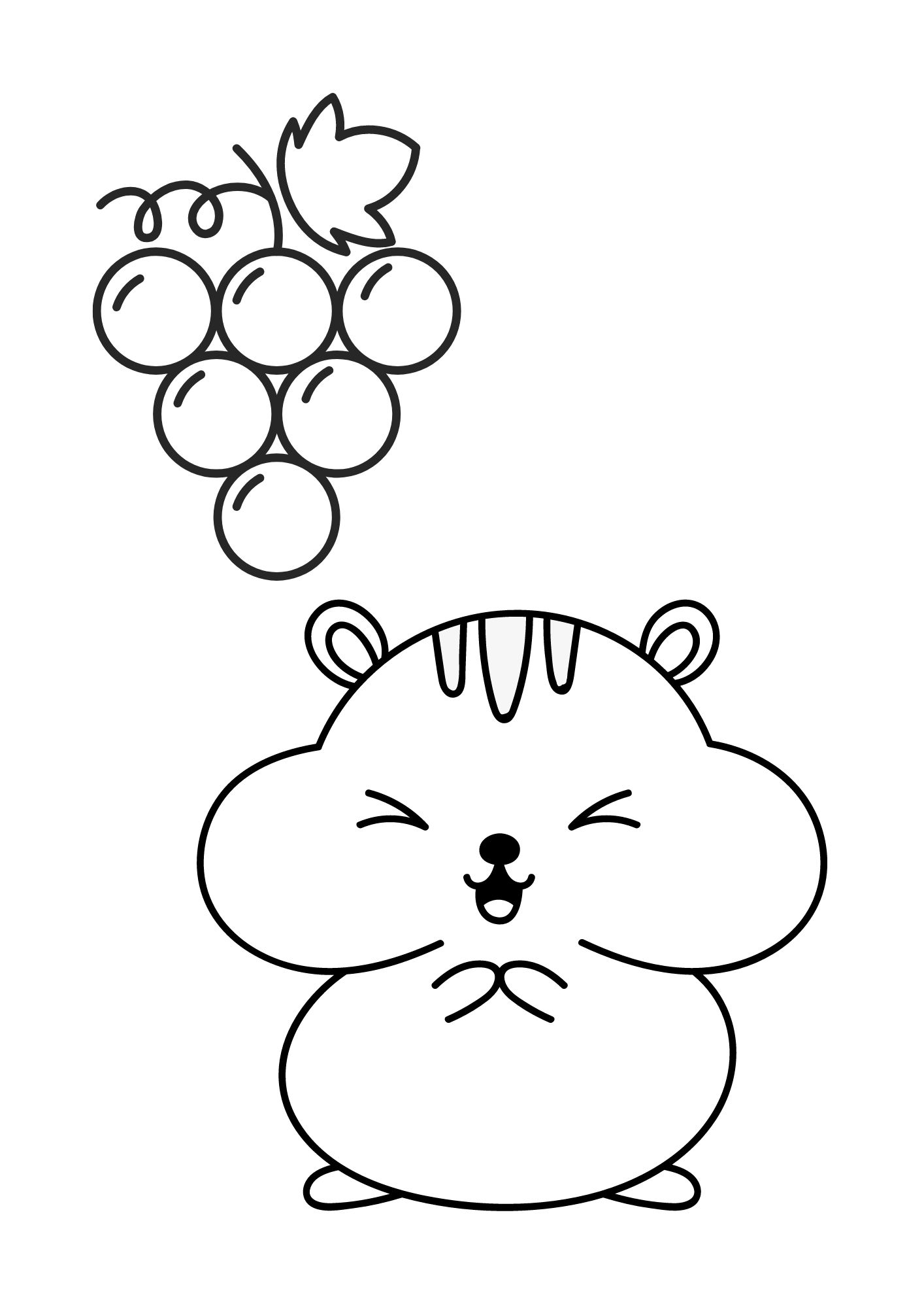 hamster with grapes coloring page