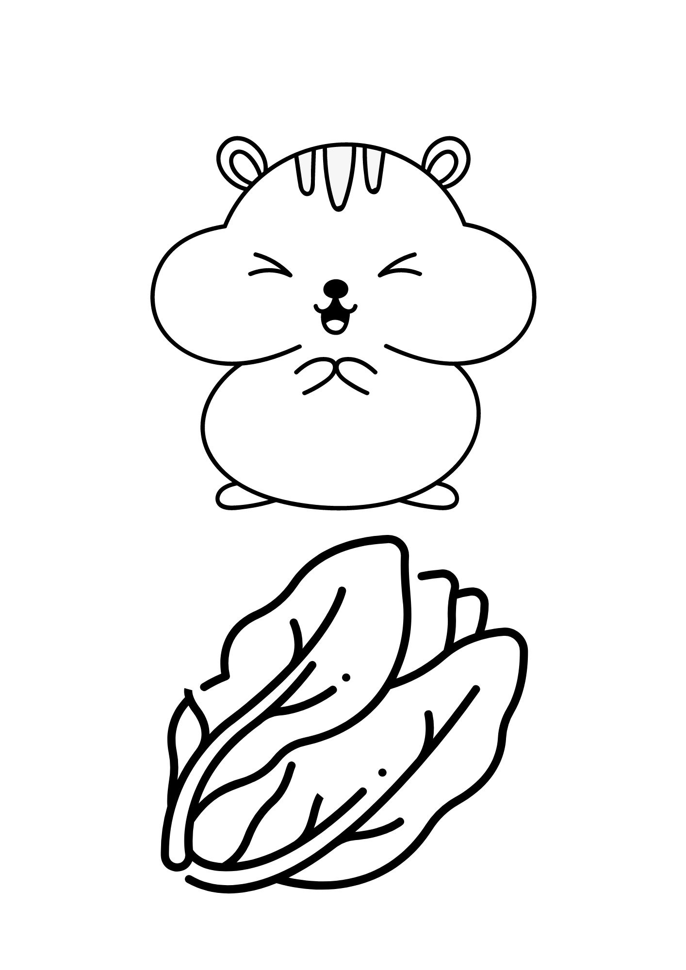 hamster with salad leaves coloring page