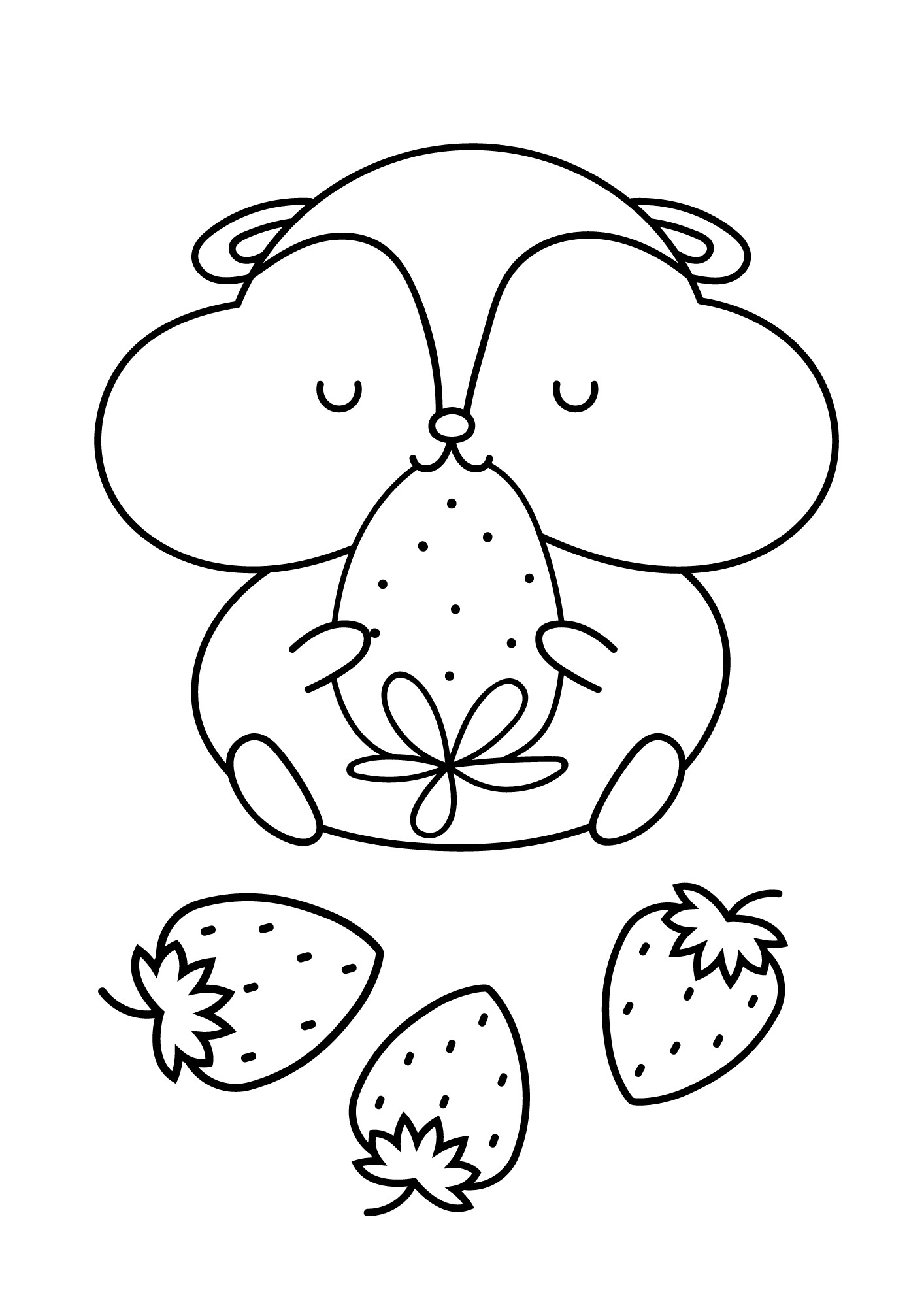 hamster with strawberries coloring page